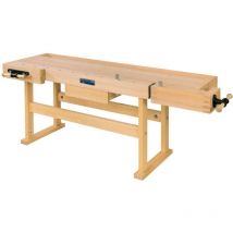 Küpper établi de menuisier pour professionnels modèle P1, épaisseur du plan de travail 40 mm, 1 tiroir, 2 pinces de serrage, 2 grandes pinces de