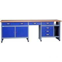 Küpper établi modèle 12287, l. 240 cm, 2 portes, 6 tiroirs, bleu outremer