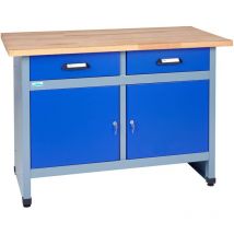 Küpper Werkbank 12057, 120 cm breit, 2 Türen, 2 Schubladen, ultramarinblau