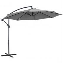 Kurbelbetriebener Sonnenschirm, Stahlgestell Und Polyesterbezug, Grau, Ø 2,95 X 2,45 M, Für Garten, Terrasse, Balkon