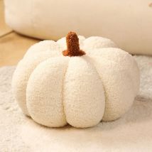 Ugreat - Kürbis-Plüschkissen, 28 cm, ultraweiches, flauschiges Plüsch-Kürbiskissen, dekoratives Kürbiskissen für Sofas (weiß)
