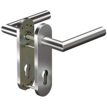 Ogro - Kurzschildgarnitur core+ 8906 8MM/3020/7051 72MM Edelstahl er pz abgerundet Wechselgarnitur