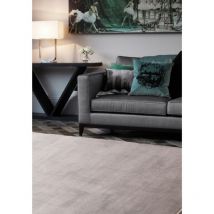 Kuza Plain Stripe Soft Silky Velvety Modern Rug in Silver Grey 160 x 230 cm Large