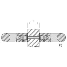 Poignée de porte d'intérieur KWS 8B03 – Fixation P3-M8 pour portes en verre – Acier inoxydable – Forme, Matières, Entraxe, Finition métal, Percement, 