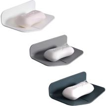 Seifenschale zur Wandmontage, 3-teilig, ohne Bohren, selbstentleerender Seifenhalter aus Gummi, V-förmige Seifenschale für Badezimmer und Küche