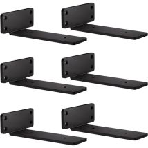 6er-pack Schwarze Regalhalterungen Aus Metall, 15 Cm Schwebende Regalhalterungen, Robuste Wandregalhalterungen (maximale Belastung: 70 Kg) - Kzq