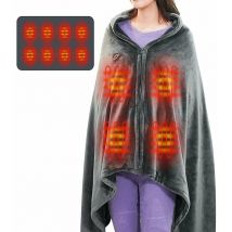 Châle De Couverture Chauffante sans Fil, usb Portable Couvertures Plaid Chauffant avec 3 Niveaux de réglage de la température Poncho Chauffant