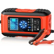 Chargeur de Batterie Intelligent 10A 12V/5A 24V, Chargeur Batterie Mainteneur et Automatique Réparation Fonction Portable avec Écran lcd, pour