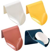 4er-Pack abtropfbare Seifenschalen für Dusche, Badezimmer, Badewanne, Küche, selbstklebender Seifenhalter an der Wand, multifunktionaler Telefonhalter