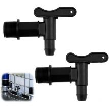 KZQ - Juego de 2 grifos de plástico para cubos, grifos para barriles de lluvia con banda de ptfe de 19 mm, grifos de repuesto para dispensadores de