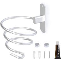 Haartrocknerhalter zur Wandmontage mit Bohren – für Hotel, Badezimmer, Toilette, Barbershop, Aluminium, mattes Finish, Silber, 1 Stück. (ohne Kleber)