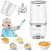 KZQ Mini Mixeurs pour Bébé, Mini Robot culinaire, 300ml Bébé Blender, Mini Hachoir Électrique, Mini Robot Culinaire avec Chargement USB, Blender