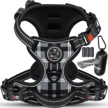 Harnais sans traction ni étranglement pour chiens et chiots Harnais respirant & souple réfléchissant Harnais No Pull avec rouleaux de sacs Gris / xs