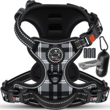 Lovpet - arnés sin tirón y ahogo para perros y cachorros transpirable y suave arnés de pecho reflectante no-pull arnés incl. bolsa de rodillos gris /