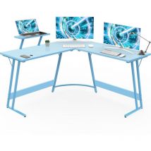 Devoko - L-förmiger Computertisch Großer Home-Office-Schreibtisch Eckschreibtisch Blau - Blau