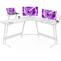 Devoko - L-shaped Computer Desk Large Home Office Writing Workstation Corner Desk White gaming desk - gaming white