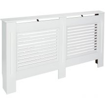 L Size MDF Wood Radiator Cover Board Stripe Pattern White Painted
