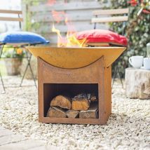 La Hacienda - 58240 Oxidised Fasa Fire Pit Basket Bowl Cast Iron Outdoor Heater