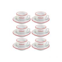 La Pavoni - 6 Keramik-Cappuccino- Tassen mit Untertassen