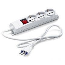 Prise de courant multiple universelle pour 3 prises avec interrupteur