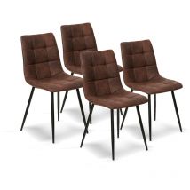 La Silla Española - Pack de cuatro sillas de comedor estilo industrial con asiento y respaldo en microfibra modelo Barcelona en color Chocolate