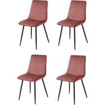 Pack de cuatro sillas de comedor estilo vintage con asiento y respaldo fabricado en terciopelo modelo Denia en rosa maquillaje