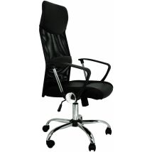 Chaise de bureau – Assise rembourrée en cuir écologique – Dossier en tissu maille – Réglable en hauteur – 60 cm x 51 cm x 112,5-122 cm