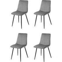 La Silla Española - Lot de quatre chaises de salle à manger de style vintage avec assise et dossier en velours gris pierre modèle Denia.