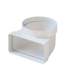 Coude vertical de tube Ventilation rond Ø125 à tube Ventilation rectangulaire 150 x 70 mm Blanc - First Plast