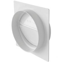 Plaque pour passage de mur-tube Ventilation rond Ø125 Blanc avec clapet anti-retour - First Plast