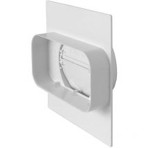 La Ventilazione - Plaque pour passage de mur tube Ventilation rond Ø100 à tube Ventilation rectangulaire 150X70 Blanc avec clapet anti-retour et