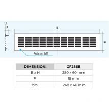 GF286B Griglia Rettangolare da Incasso, Alluminio Verniciato 280x60 mm, Bianco - La Ventilazione