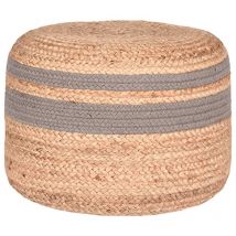 Label51 - Pouf Jute tressé Gris et naturel