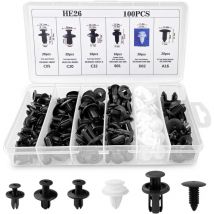 100 Pièces Clips Voiture Universel, 6 Taille Clips de Fixation Voiture Outils, Rivet Plastique, Agrafes Carrosserie pour Pare-Chocs Porte de Voiture