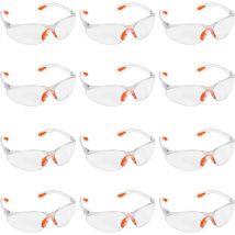 LaBlanc – 12 Stück transparente Schutzbrille, Schutzbrille mit Kunststoffgläsern, Nasensteg und Gummibügelspitzen für mehr Komfort, transparente