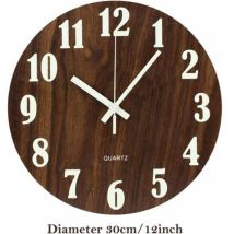 12 Zoll Leuchtende Wanduhr, Geräuschlose Holzwanduhr Mit Zeckenresistentem Nachtlicht Für Wohnzimmer, Schlafzimmer, Küche, Braun (klassisch Digital) -