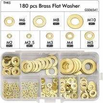 LaBlanc - 180pcs Rondelle Plate, Joint Rondelle Plate en Laiton Assortiment, M2 M2.5 M3 M4 M5 M6 M8 M10 Rondelle Plate pour L'étanchéité des Vis