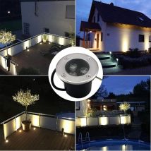 LaBlanc - 2 pack 3W IP65 Recessed led Outdoor Spotlight Round Terrace 270 Lumen Outdoor Garden Lighting Lamp, for Garden Path Yard Garage, AC110-240V
