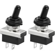 2 Pièces Metal Interrupteur à Bascule Flip 12V 25A spst On/Off 2 Position 2 Broches Pour Voiture Dash Light Avec Capuchon Imperméable à L'eau
