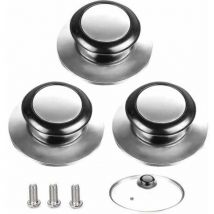 Lablanc - 3 Pièces Bouton de Couvercle,Poignée Couvercle Casserole, Convient Pour Poignée de Couvercle en Verre, Couvercle de Casserole en Acier