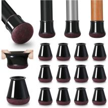 40 pièces Protection Pied de Chaise, Patins pour Chaises en Silicone avec Feutre épaissi, Noir Patin de Chaise Protections tampon de Sol, réduire les