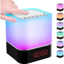 Lablanc - 5 en 1 Reveil Lumineux Enceinte Bluetooth, Lampe de Chevet à Bruit Blanc Bebe, Veilleuse Multicolore Contrôle Tactile Réveil Numérique