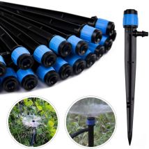 50 Stück Bewässerungstropfer, 360 Grad verstellbarer Mikrosprinkler für 1/4 (4–6 mm) Bewässerungsrohr, für Gartengewächshaus-Rasenbewässerung (blau)