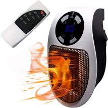 Lablanc - 500 Watts Ceramic Fan Heater Mini Fan Heater Portable Economical Space Heater Plug-in Heater with Thermostat and Timer, for Office,