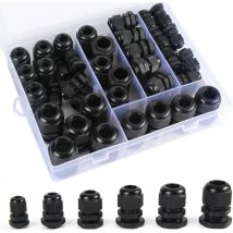 Lablanc - 50Pcs Cable Gland, Waterproof PG7 /9/11/13.5/16/19 Adjustable Cable Connector Plastic Nylon Cord Protector Adjustable Waterproof Connector
