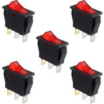 Lablanc - 5Pcs Interrupteur à bascule lumineux rouge, on/off 3 broches 3 positions Interrupteur à bascule pour bateau Snap ac 250V/15A 125V/20A