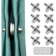 8 Paires Aimant pour Rideaux,Aimants Bouton De Rideau,Attaches Magnétiques pour Rideaux pour Rideaux de Douche, Rideaux (Argenté) - Lablanc
