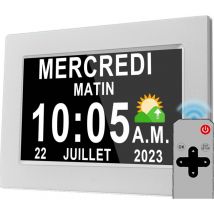 Lablanc - Amélioré 19 Alarmes Horloge Numérique, Automatique de L'Heure D'été, Réveil Murale Silencieux avec 20 Rappels Personnalisés pour Les