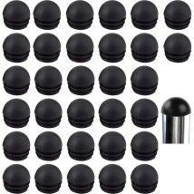 Lablanc - Black Round Chair Tube Caps End Caps Round Chair Leg End Cap Rubber Chair Leg Cover Protector 32 Pieces (19mm)