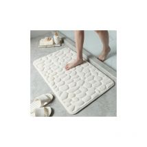 Bodenmatte mit Kieselsteinprägung, saugfähige, rutschfeste Bodenmatte für den Badezimmereingang (Milchweiß, 40 x 60 cm) - Lablanc